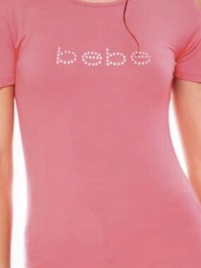 Rare bebe Coral Short Sleeve Tee with Swarovski crystal Embellished Logo